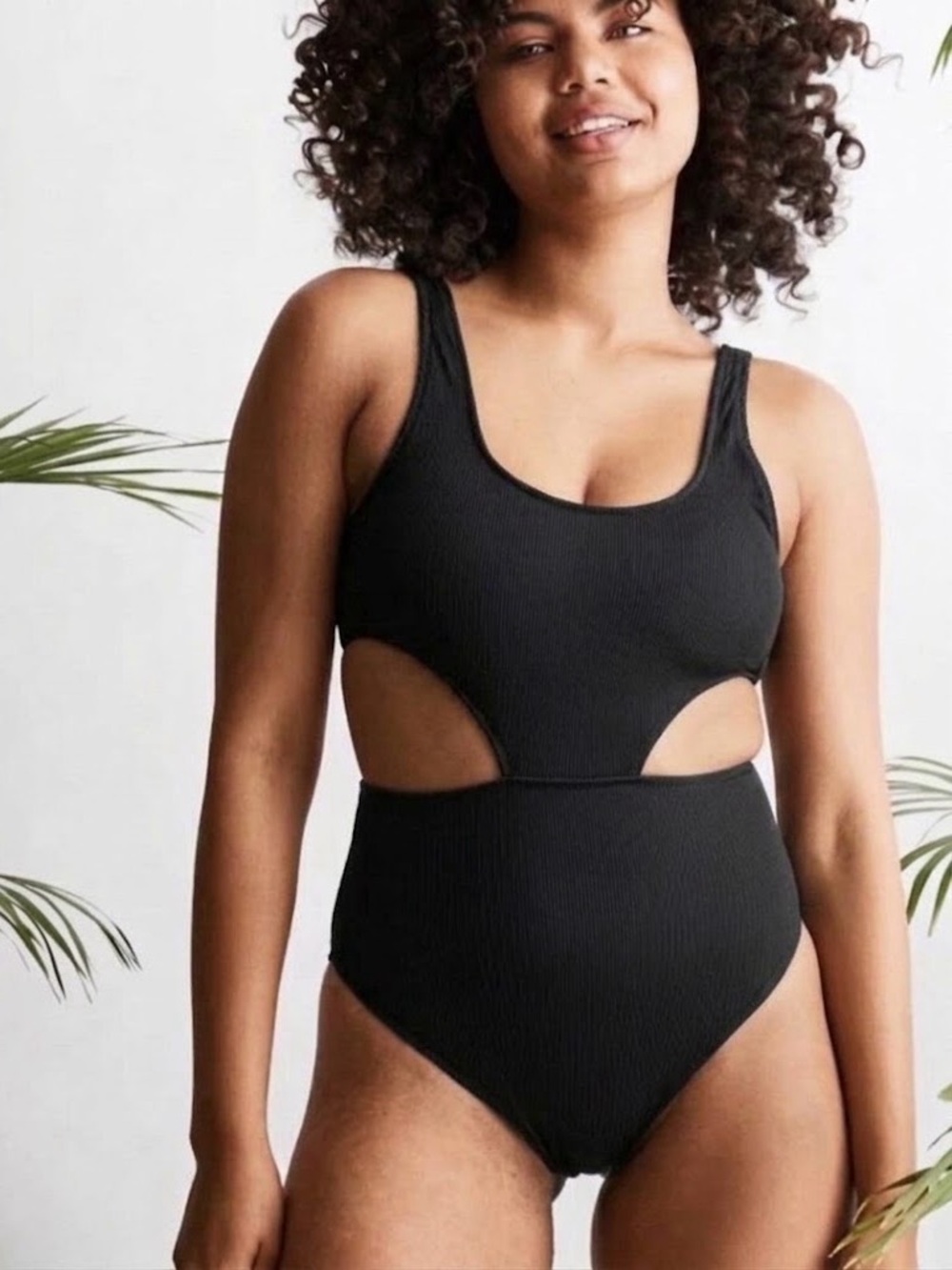 Aerie Cut Out Side One Piece Swimsuit in Black